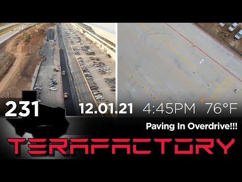 Tesla Terafactory Texas Update #231 in 4K: Paving In Overdrive 12/01/21 (4:45pm | 76°F)