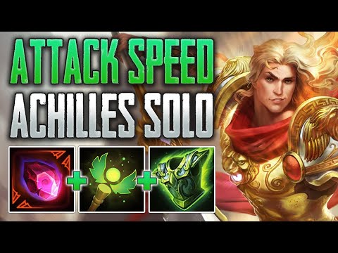 MAX ATTACK SPEED ACHILLES! Achilles Solo Gameplay (SMITE Conquest)