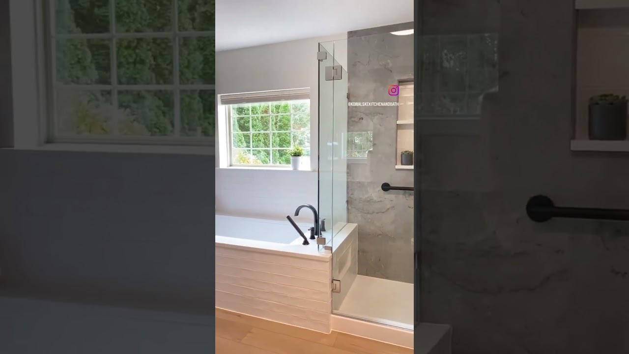 Primary bathroom remodel #shower #vanity #bathroomrenovation #bathtub #bathroomdesign