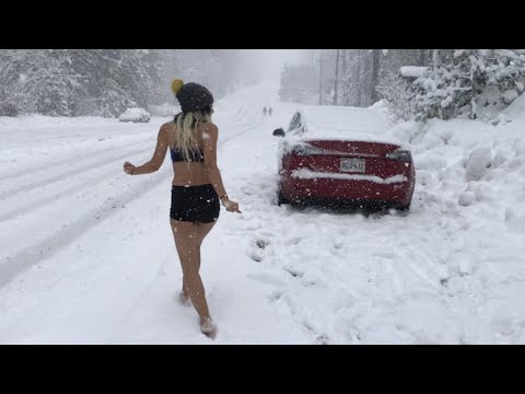 Jumping Into Snow Naked lol | Funny Snow Jumping In Lake Tahoe, California