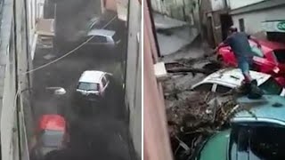 Nubifragio a Monteforte Irpino: bomba d’acqua sulla città, colate di fango per le strade