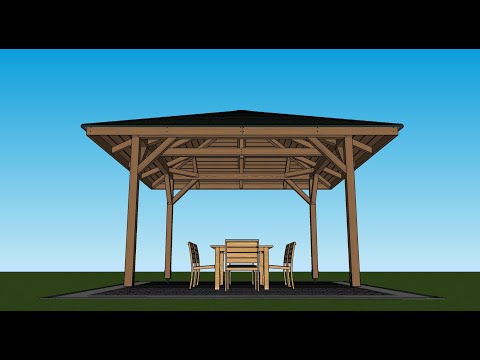 How to make a wooden garden gazebo with asphalt shingles