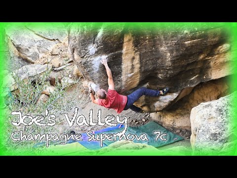 Champagne Supernova V9 (7c) - Joe's Valley bouldering paradise USA