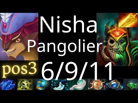 Nisha pos3 Pangolier vs FV, Rubick, Pugna, Axe, Void Spirit - dota2