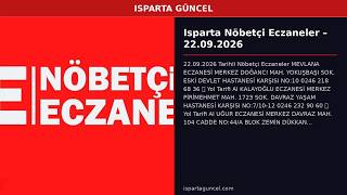 Isparta Nöbetçi Eczaneler – 22.09.2026
