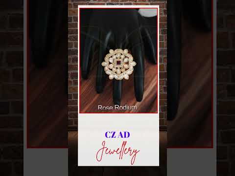 CZ AD Jewelry Rose Rodium Polish Party Wear Fancy Design Stylish CZ AD Finger Ring