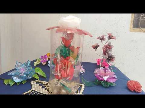 Estuche de rosas de botella de plástico - Arreglo