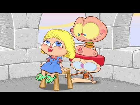 Mongo e Drongo cortam o cabelo da Princesa Rapunzel - Desenho animado