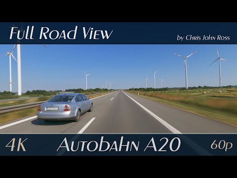 Autobahn (A20), Germany: Rastplatz Riedbruch - Greifswald - Gützkow - 4K (2160p/60p) Ultra HD