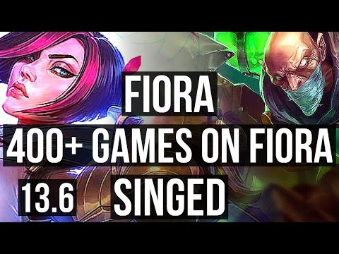 FIORA vs SINGED (TOP) | 7/0/8, 400+ games, Godlike | KR Challenger | 13.6