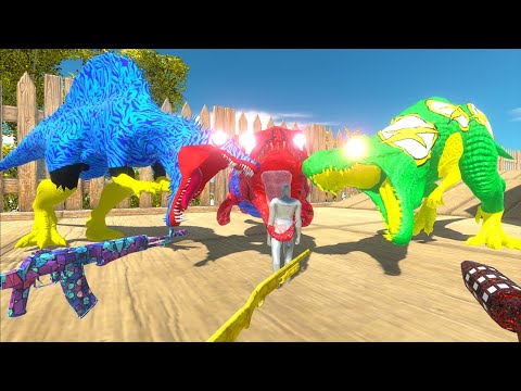 FPS AVATAR VS HUGGY WUGGY SPINO VS SUPERMAN VS FLASH DEATH RUN - Animal Revolt Battle Simulator