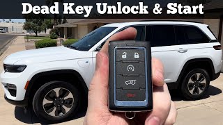 2022 - 2024 Jeep Grand Cherokee  - How to Unlock, Open & Start With Dead Remote Key Fob Battery