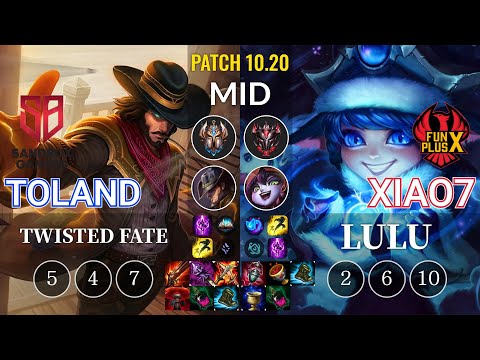 SB TolanD Twisted Fate vs FPB xiao7 Lulu Mid - KR Patch 10.20