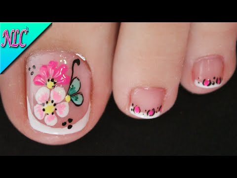 DISEÑO DE UÑAS FLORES CON FRANCÉS Y ANIMAL PRINT FÁCIL DE HACER – FLOWERS NAIL ART – FRENCH NAIL ART