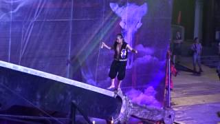 martial arts expert walks across a razor sharp blade