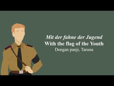 Uns're Fahne flattert uns voran (Napola Version) - Lirik (DE, ENG, INDO)