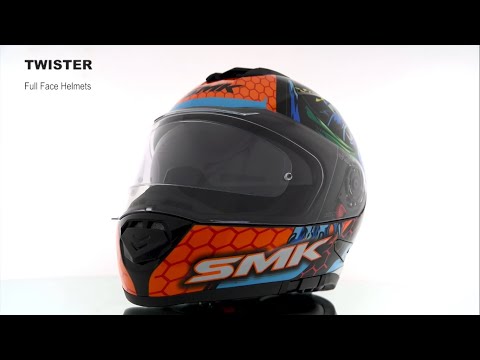 SMK GL758 Twister Dragon Gloss Orange Blue Green Full Face Helmet
