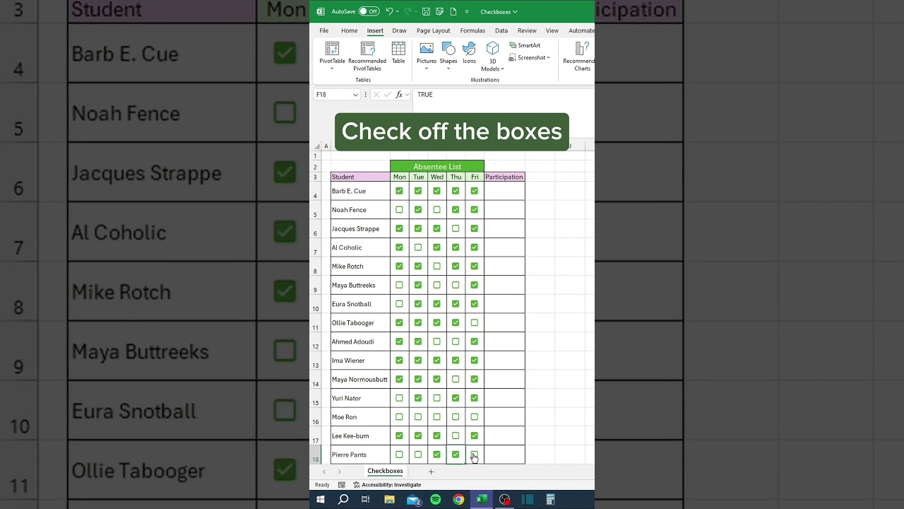 How to Track Attendance in 30 seconds‼️ #excel