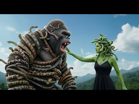 King Kong & the Lion vs Medusa Gorgon The Terrifying Snake Invasion of Skull Island | lost age world