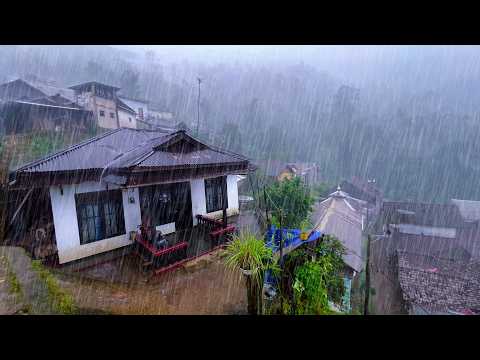 RURAL LIFE IN ASIA'S HEAVY RAIN AND THUNDER - RAIN WALK FOR RELAXATION