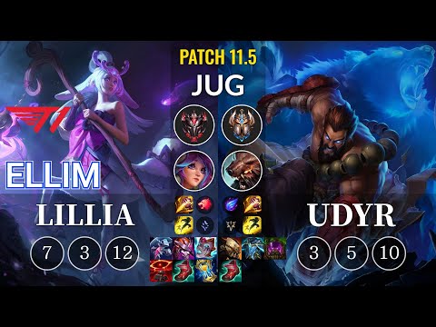 T1 Ellim Lillia vs Udyr Jungle - KR Patch 11.5