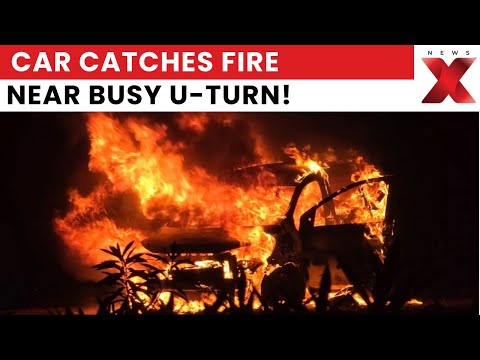 Noida Car Bursts Into Flames Near Sector 25A U-Turn, Driver Escapes Unharmed