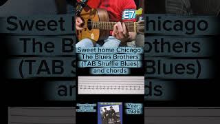 Sweet home Chicago The Blues Brothers "Guitar tutorial" (TAB shuffle and chords) #guitartutorial