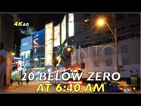 Toronto BONE CHILLING 6:40 AM Walk  - From My Building To Yonge & Dundas On The Coldest Day In Years