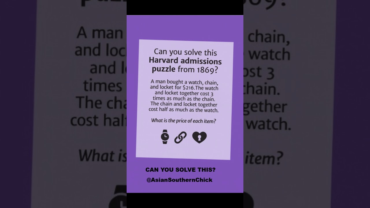 Only 1% Can Solve This Harvard Puzzle!