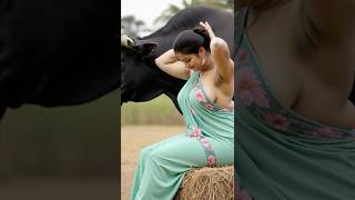 Download lagu Shy Girl and Bull.Beautiful Desi AI Saree Model. #saree #model #indian #aisareemodel #shorts mp3