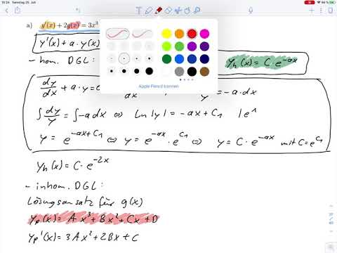 DGL 1. Ordnung – Aufsuchen einer partikulären Lösung – Aufgabe 37 a – Rep. Mathematik 2