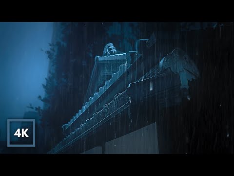 HEAVY RAIN on Japanese Temple. Sleep Instantly to Rain on Japanese Roof for 12 Hours