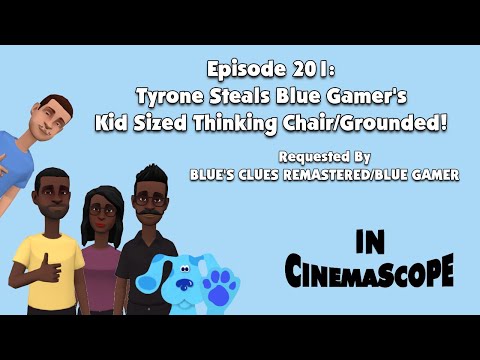 Tyrone Steals Blue Gamer's Kid Sized Thinking Chair/Grounded