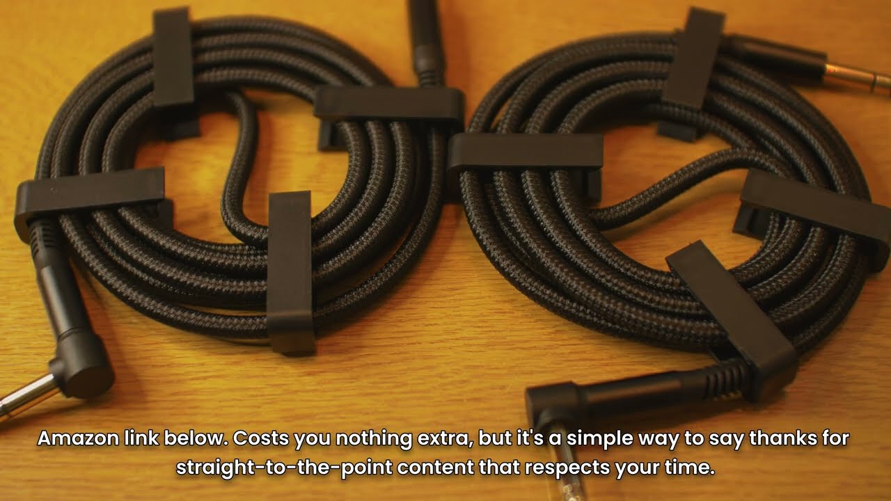 Watch the RUXELY 1/4" TRS Instrument Cable 2-Pack (Right-Angle to Straight, 6.35mm Balanced) unboxing on YouTube