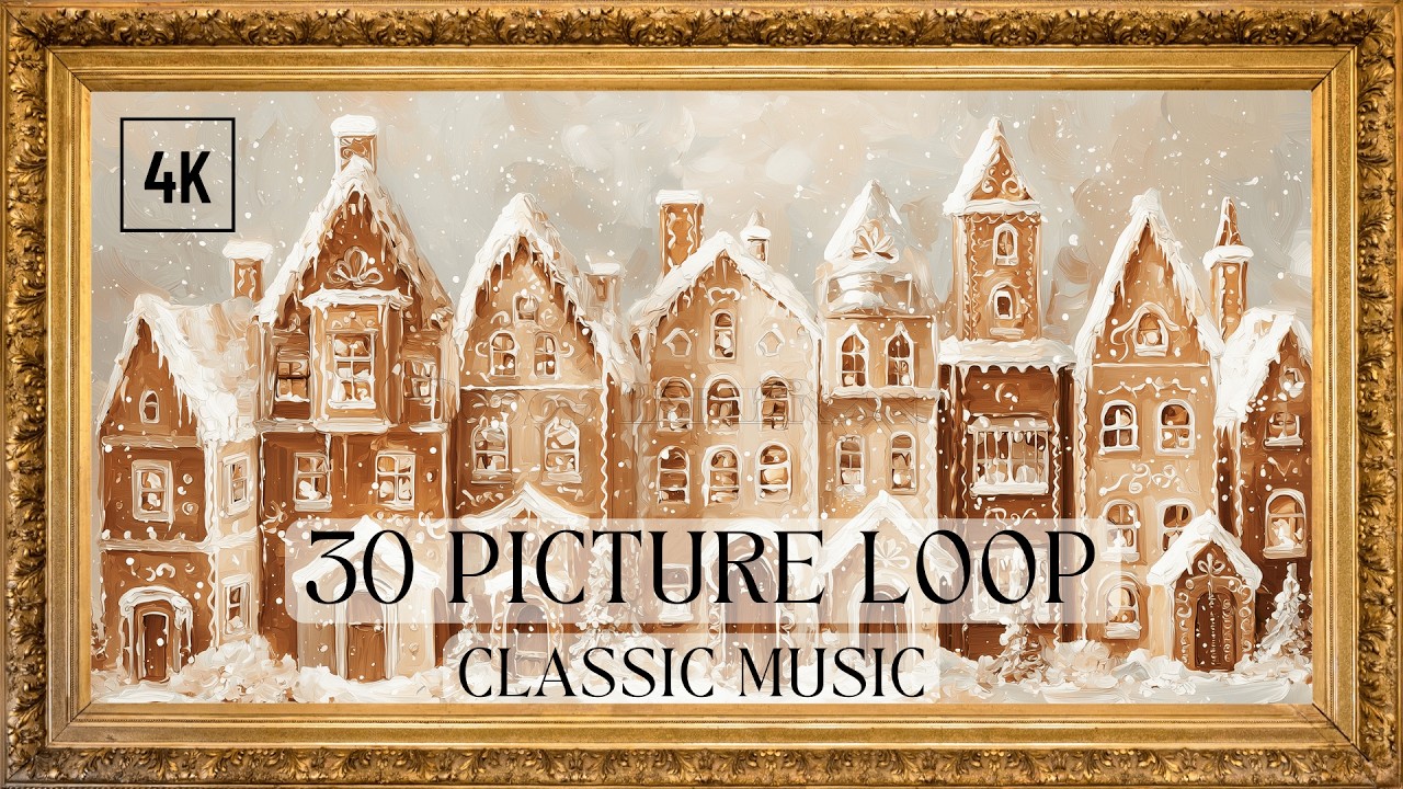 40 Most Beautiful Holiday Christmas village Oil Paintings | Winter TV art slideshow with music