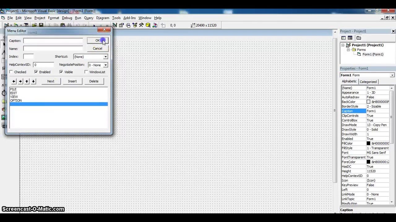 MEMBUAT MENU BAR MENGGUNAKAN APLIKASI VISUAL BASIC 6 (VB 6)