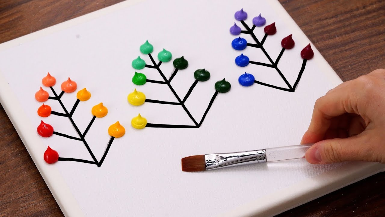 Colorful Trees Acrylic Painting For Beginners｜Easy Painting Step By Step (1428)