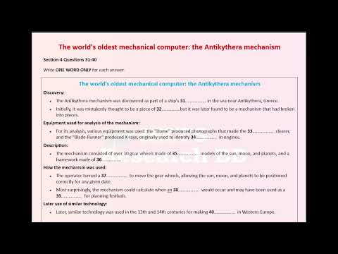 The world's oldest mechanical computer the Antikythera mechanism section  4 IELTS Actual listening