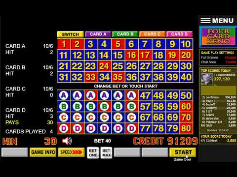 Four Card Keno: 6 Spot Line Pattern.