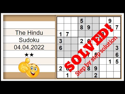 🔊How to Solve The Hindu 2 Star Sudoku Step by Step Solution for Beginners | 04.04.2022 | ★★