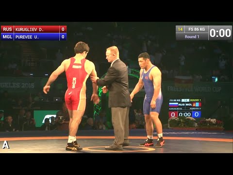 Round 1 FS - 86 kg: Dauren KURUGLIEV (RUS) df. Usukhbaatar PUREVEE (MGL) by TF, 10-0
