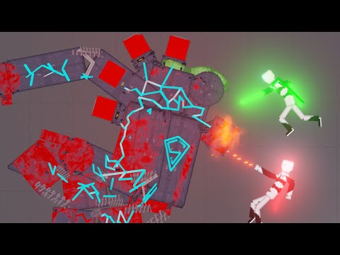 The Super Humans vs METAL GOLEM - People Playground 1.21.3