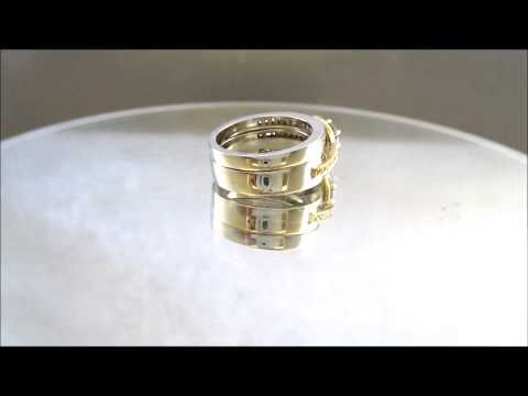 14K WHITE AND YELLOW GOLD ROUND CUT DIAMOND ENGAGEMENT RING AND BAND 1.75CTW - KNR INC - 406