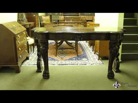 Antique Victorian Serpentine Carved Serving console table