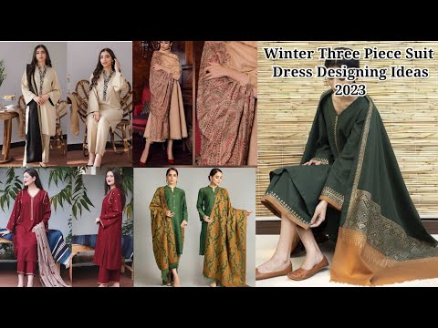Winter Special Three Piece Suit Dress Designing With Shawl/zunaira design
