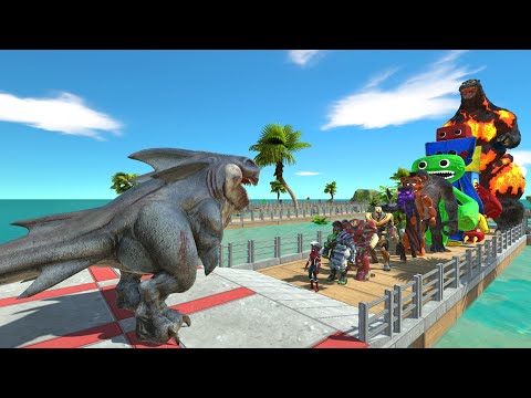 Megalodon Rex vs Godzilla Burning OASIS DEATH RUN - Animal Revolt Battle Simulator