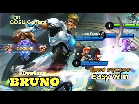 GOSU Squads,Easy win! | Bruno the unstoppable Firebolt | ~GOSU General~ |Mobile legends