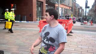 Bus window smash by hit young boy