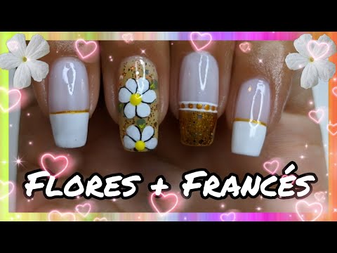 DECORACIÓN DE UÑAS FÁCIL FLORES BÁSICAS Y FRANCES ♥ NailArt By Andy