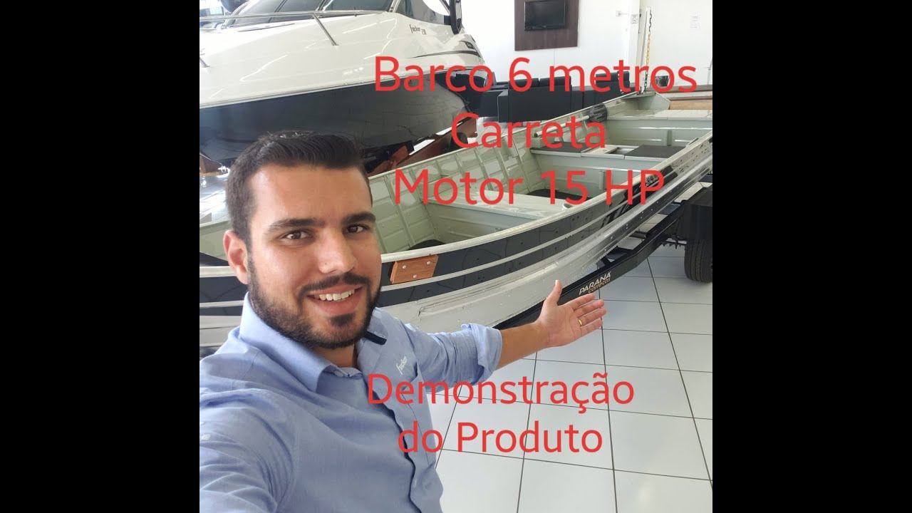 Detalhes Conjunto Para Pesca Barco 6 metros Carreta e Motor 15 HP